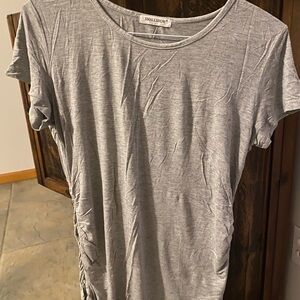 Gray Ruched Short Sleeve T-Shirt